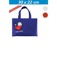 Vamos Chile Bolsa Pequeña
CÓDIGO: CCE32
Vamos chilenos!!! A alentar a la roja de todos. Bolsa Ecológica, en tela TNT, 100% reciclable y reutilizable. Cuenta con 2 asas de 30 cm. c/u aprox. Incluye impresión "Vamos Chile" a 3 colores en el frente.
• Tamaño: 30 x 22 cm.
• Colores: Blanco (01), Azul Rey (02), Rojo (03).
• Impresión: Serigrafía.