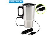 Mug Térmico USB
CÓDIGO: CCM0 	
Mug térmico de acero inoxidablede doble pared aislante con tapa plástica negra y dosificador. Con conector USB y al cenicero del automóvil. Presentación en caja de cartón plateado. IMPORTANTE: los conectores NO son hervidores, sólo mantienen la Tº del líquido.
• Capacidad: 420 cc.
• Tamaño: 16.2 x 11.8 cm / Diámetro superior: 8.7 cm.
• Accesorios: Conector Cable USB y conector al cenicero del automóvil.
• Colores: Plata (00).
• Impresión en: Serigrafía.