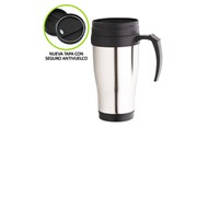 Mug Térmico
CÓDIGO: CCM1	
Mug térmico de doble pared aislante con tapa rosca con seguro antivuelco y dosificador. Interior y tapa de PVC negro y exterior de acero inoxidable.
• Capacidad: 450 cc.
• Impresión en: Serigrafía.