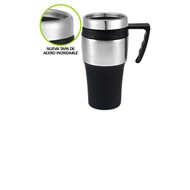 Mug Térmico
CÓDIGO: CCM4
Mug térmico de doble pared aislante con tapa rosca de acero inoxidable y dosificador. Interior de PVC negro y exterior de PVC negro y acero inoxidable.
• Capacidad: 450 cc.
• Impresión en: Serigrafía.