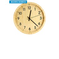 Reloj Pared Bamboo
CÓDIGO: CCB56
Deluxe Reloj análogo redondo de pared, 100% madera Bamboo.
• Tamaño: Ø 29.7 x 5 cm.
• Pilas: Usa 1 pila AA (no incluida).
• Colores: Madera (12).
• Impresión: Serigrafía o Grabado Láser.