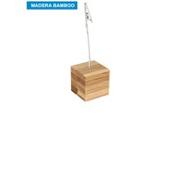 Memo Clip Bamboo
CÓDIGO: CCB81
Memo Clip Porta-Tarjetas Metálico con Base Cubo de Madera de Bamboo.
• Tamaño: Cubo 4 x 4 x 4 cm, Altura 12.4 cm.
• Colores: Madera (12).
• Impresión en: Serigrafía, Grabado Láser.