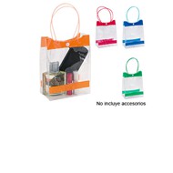 Bolsa de PVC clear
CÓDIGO: CCB20
Bolsa de PVC clear con asas. Ideal para packs promocionales de punto de venta o como necessaire/cosmetiquero.
• Tamaño: 15 x 20 x 8 cm.
• Colores: Azul (02), Rojo (03), Naranjo (04), Verde (06).
• Impresión en: Serigrafía.