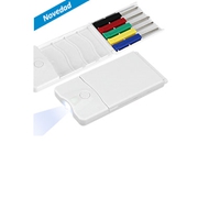 Set Mini-Destornilladores y LED
CÓDIGO: CCH23 	
Set de 5 mini-destornilladores de precisión, con linterna LED.
• Tamaño: 5 x 9.7 x 1 cm.
• Colores: Blanco (01).
• Sugerencia de Impresión: Serigrafía.