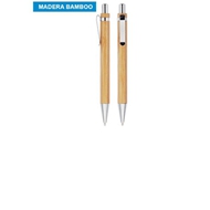 Bolígrafo Bamboo
CÓDIGO: CCB43 	
Bolígrafo de Madera de Bambú, con clip metálico. Escritura azul.
• Tamaño: 13.3 x Ø 1.1 cm.
• Peso: 5.1 grs.
• Colores: Madera (12).
• Impresión en: Serigrafía, Grabado Láser.