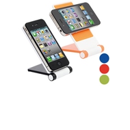 Soporte iPhone / Celular
CÓDIGO: CCN5 	
Soporte abatible para móviles / iPhone / celulares, con superficie adherente de color.
Tu posa-móvil entretenido.
• Tamaño: 6 x 7.5 x 10 cm.
• Colores: Azul (02), Rojo (03), Naranjo (04), Verde (06), Negro (08).
• Impresión en: Serigrafía.