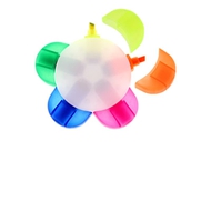 Multidestacador 5 colores
CÓDIGO: CCN19 	
Multidestacador modelo "Flower" con 5 destacadores de colores. Amplio espacio central para logo.
• Tamaño: Ø 10 x 2 cm, espacio central Ø 6.5 cm.
• Impresión en: Serigrafía.