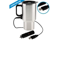 Mug Térmico USB
CÓDIGO: CCM0
Mug térmico de acero inoxidablede doble pared aislante con tapa plástica negra y dosificador. Con conector USB y al cenicero del automóvil. Presentación en caja de cartón plateado. IMPORTANTE: los conectores NO son hervidores, sólo mantienen la Tº del líquido.
• Capacidad: 420 cc.
• Tamaño: 16.2 x 11.8 cm / Diámetro superior: 8.7 cm.
• Accesorios: Conector Cable USB y conector al cenicero del automóvil.
• Colores: Plata (00).
• Impresión en: Serigrafía.